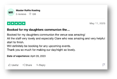 Liverpool Holy Communion Venue Hire - Testimonial 2
