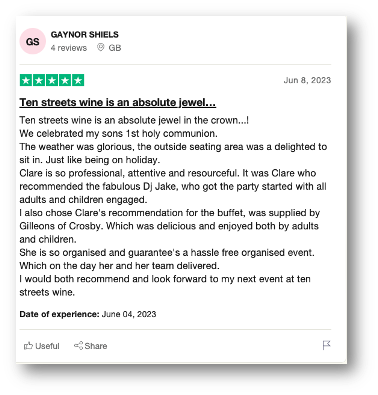 Liverpool Holy Communion Venue Hire - Testimonial
